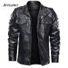 APPEARWAY Autumn Men Brand New Causal Black Vintage Leather Jacket Coat Male Spring Solid Motor Biker Pocket PU Leather Jackets