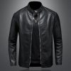 Spring Autumn Leather Jacket Men Stand Collar Slim Pu Leather Jacket Fashion Motorcycle Causal Coat Mens Moto Biker Leather Coat